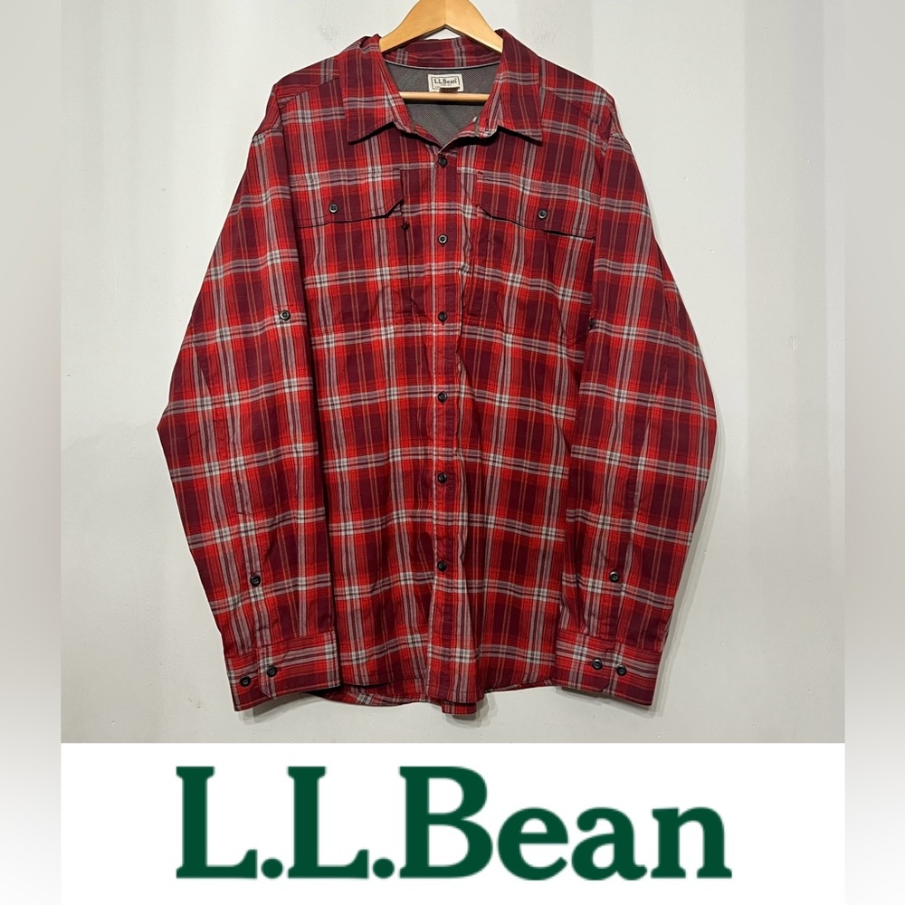 L.L. Bean Cresta Trail Shirt Long Sleeve Plaid Outdoor Hiking Fishing Men’s XXL
